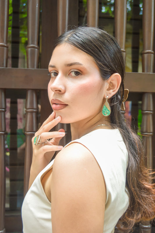 Juego De Plata Con Esmeraldas Tamboreadas