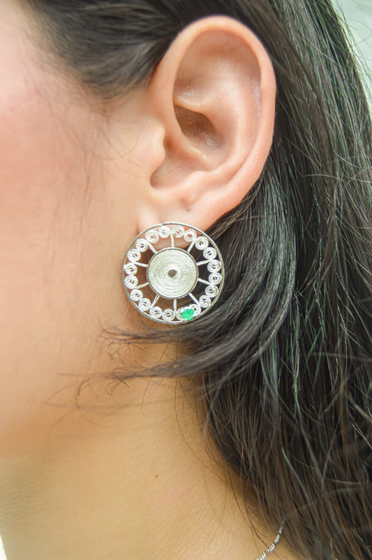 Aretes De Plata En Filigrana Con Esmeraldas