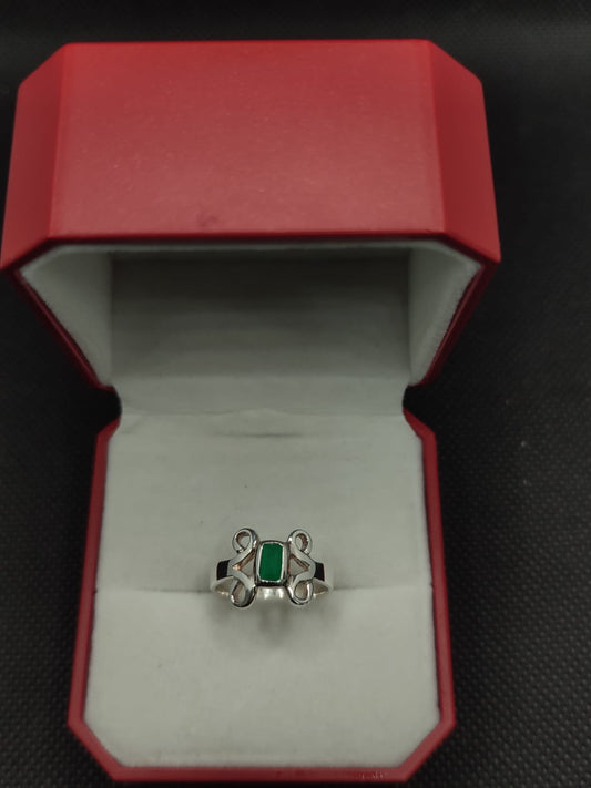 Anillo De Plata Con Esmeralda Rectangular