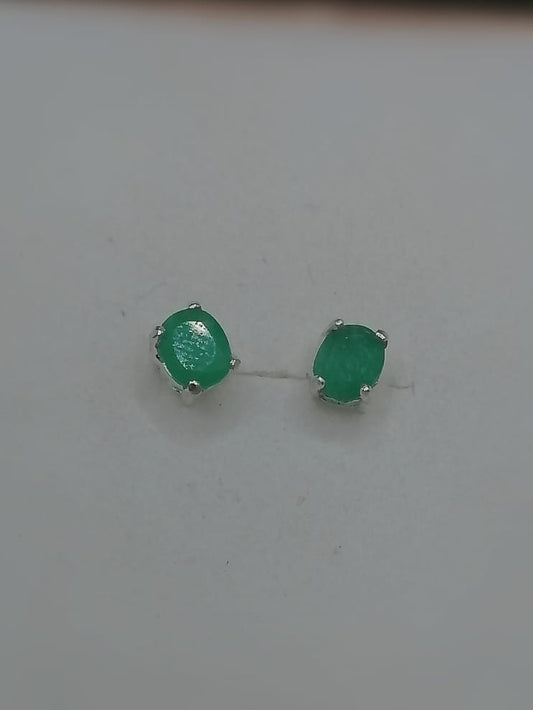 Topos De Plata Con Esmeraldas Ovaladas